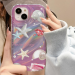 Mobile Phone Cases for iPhone 11 13 XR 15 Pro Max 12 14 Pro Max Case iPhone 16 7 Plus 8 Plus XS Max 6 15 Plus Laser Wave Pattern Anti-drop Waterproof iPhone 6&6S puhas