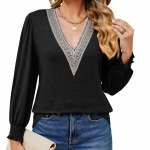 YYFS naiste moe vabaaja kevads&uuml;gisene &uuml;hev&auml;rvilise tr&uuml;kiga pikkade varrukatega V-kaelusega pluusid ja s&auml;rgid S