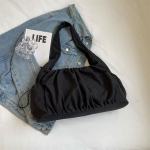 Plisseeritud disainiga naiste &otilde;lakott nailonkangast &uuml;hev&auml;rviline ostukott vabaaja t&auml;nava kodutute kott k&auml;ekott 40x21x13cm must