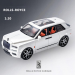 1:20 Rolls-Royce maastur Cullinan sulamist luksusauto mudel valatud metallist m&auml;nguauto automudel heli ja valgusega tagasit&otilde;mmatav kuueukseline lastem&auml;nguasi kingitus valge