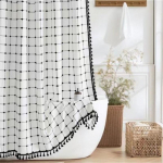 7,5 cm Ruudukujuline narmastega du&scaron;ikardin Kodu Vannituba Ruudukujulised vaheseinakardinad Veekindlad du&scaron;ikardinad 183*213cm must valge v&auml;rv