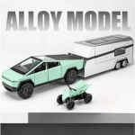 1/32 Tesla Haagissuvila RV Sulamist Autode Mudel Lauakomplekt Laste M&auml;nguasjad Valatud Kogumisauto Mudel M&auml;nguasjad roheline