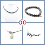 Pierres et Min&eacute;raux. Parure bijoux Bracelet Collier Perles H&eacute;matite 8 mm. Chaine en acier Taille personnalisable.