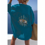 Evil Eye vabaaja s&auml;rk naiste mood rannastiilis lahtiste n&ouml;&ouml;pidega p&auml;ikesekaitsekreem puuvillane linane s&auml;rkkleit suvine vabaaja naiste topp 2XL