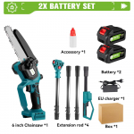 ONEGREEN 4500W 6-tolline harjadeta teleskoopvarrega elektrisaag 205CM Laetav aianduse elektrit&ouml;&ouml;riist 18V akule 2 Battery EU Plug