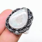 Crystal Quartz Handmade 925 Sterling Silver Jewelry Ring Size 9 r8j41