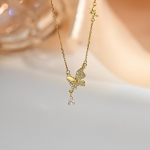 Liblikaga veepiisaga teemantkaelakee peen moodne kerge luksuslik rangluukett uus ni&scaron;&scaron;