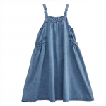 Vintage Suur Varrukateta Denim Maksikleit Traksidega Sinine XXL sinine