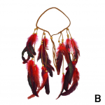 Boho Sulgedega Peapael Hippie Peapael Mustlane Sulg India Naistele Peaehe Aksessuaarid Juuksed X4G9 Red-1pcs