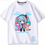 Teise dimensiooni anime Hatsune Miku moesuund uus puuvillane l&uuml;hikeste varrukatega T-s&auml;rk Unisex S