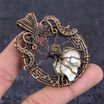 Biwa Pearl Handmade Copper Wire Wrap Jewelry Pendant 2.44 u9g62