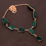 Emerald(Simulated) Gemstone Copper New Year Gift Necklace 18 q6n23