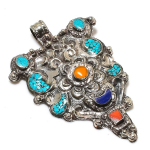 Natural Tibetan Turquoise, Coral Gemstone Handmade Jewelry Pendant 3.19 s3t84