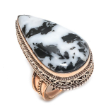 Zebra Jasper Gemstone Handmade Copper Jewelry Ring Size 8 y6b79