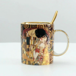 Klimt Suudlus Portselanist Kruusid Kohvitassid Lusikaga Gustav Klimt Luukeraamiline Pulma S&uuml;nnip&auml;eva Kingitus Kontori Joogiklaasid 401-500ml