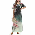 Naiste Mood Tr&uuml;kiga &Ouml;&ouml;s&auml;rk Koduriided L&uuml;hikeste Varrukatega Taskutega &Ouml;&ouml;s&auml;rk Pikk Kleit L tumeroheline v&auml;rv