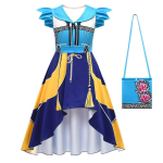 Lapsed T&uuml;drukud Anime Multikas POP Laulja Superstaar Rumi Mira Zoey Tr&uuml;kitud Volditud Volangidega Kleit Koti Komplekt Halloweeni Cosplay Kost&uuml;&uuml;mid 120Cm blue