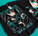 100% puuvillased TOPID UNISEX T-S&Auml;RGID MEESTELE NAISTELE Muichiro Tokito T-s&auml;rk Kimetsu no Yaiba Demon Slayer Anime Must S&auml;rk Kingitus 342 L must