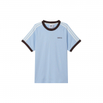 Adidas Originaalid V&auml;ike logo Stripe Crew Neck sirge l&otilde;ikega l&uuml;hikeste varrukatega T-s&auml;rk Meeste topid Roosa Sinine JC6512 L