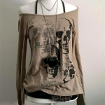 Must Letter Goth Seksikas gooti graafiline T-s&auml;rk Vintage naiste 90ndate riided Y2k Crop Top Streetwear T-s&auml;rgid Subculture Tees Punk S