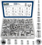 MeetrilineSAE Mutriv&otilde;tmete Komplekt(300 tk), M3 M5 M6 M8 M10 M12#8-32#10-24 1/4 -20 5/16 -18 3/8 -16 304 Roostevaba Terasest Neetmutri Komplekt UNC Lamepea Neetmutter One Size h&otilde;be