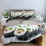 Toiduline veiseliha voodipesukomplekt 3D v&auml;rske liha tekikate Kuninglik/Kuninganna suurus Maitsvad mereannid Sashimi Kana reie Praad Realistlik tekkikate 70x133cm 2pcs