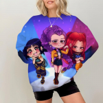 Lihtsad Naiste Pulloverid KPop Deemonik&uuml;ttide Prindiga Lahtised Dressipluusid Pehmed Naiste R&otilde;ivad XXXL