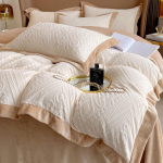 Kerge Luksus Tikandiga Piimafliisist Voodi Neljaosaline Komplekt Talvine Paksustatud Voodilina Tekikott Padjap&uuml;&uuml;r 1.2m bed