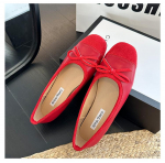 Ruudukujulised baleriinad Naistele 2025 Uued Magusad Lamedad Pehme Tald Prantsuse Retro Nahast Madala Suuga Kingad Zapatillas Mujer 35 punane