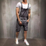 Moodsad Meeste Traksidega Denim Romperid Rebitud Denim L&uuml;hikesed P&uuml;ksid Populaarsed Trendikad T&ouml;&ouml;riided L