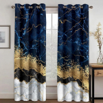 Valmis abstrakne marmor sinine kuldne disain odav kaasaegne &otilde;huke 2-osaline kardin elutuppa magamistuppa akna kardin kodu kaunistus 50W130H(CM) 2PCS&Rod Pocket