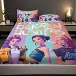 3 tk K-Pop Deemonik&uuml;tid Prinditud S&uuml;damikuta Voodilina Komplekt Mitme Suurusega Pehme Voodikate Magamistoa Voodipesu Masinpestav 90x191cm