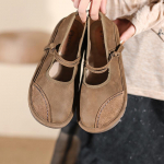 Moodsad naiste etnilise stiiliga mokassiinid Naiste kingad korterid Trend Mary Jane Elegantne retro mood paljajalu mugav nahast &otilde;mblus 35 khaki