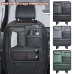 Kvaliteetne nahast autoorganisaator Istme seljatoe panipaigukott Topsihoidja/Kahepoolne mitmetaskuline Auto keskmise istme rippuv kott Salvr&auml;tik double-sided storage gray