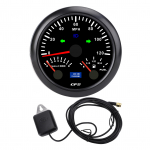 3-in-1 GPS-kiirusm&otilde;&otilde;tur, tahhomeeter, k&uuml;tusetaseme n&auml;idik suunatuledega, 3 3/8 tolli, 120 MPH, 8000 p/min, 7 v&auml;rvi taustvalgustusega, matkaautodele Black Dial Black Bezel