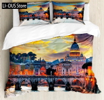 Itaalia tekikate Kuninganna/Kuningas/T&auml;issuurus Lastele T&auml;iskasvanutele Mikrokiud Itaalia Rooma Veneetsia Pisa torn Toscana Pizzad Vaade Voodipesu komplekt EU single(135x200cm)