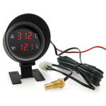 2 in 1 Round LED Digital Car Truck Water Temp Gauge With Temperature Sensor Temperatura Voltmeter Voltage VOLT Meter 12V/24V Red Light black