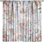 Maal&auml;hedased talumaja roosikujulised pimendavad aknakardinad  Retro taimede ja lillede mustriga aknakatted  Magamistoa elutoa jaoks 42x45 100*130 Grommet Top 1pcs
