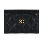 CHANEL Klassikaline teemantmustri ja lit&scaron;i mustriga nahast kaardihoidja naistele Must One Size-Gift Set(Basic Set+Box+Shopping Bag)