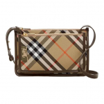 Burberry klassikaline ruuduline disain reguleeritav &otilde;larihm lukuga puuvillane &uuml;he &otilde;la messenger kott naiste liivav&auml;rvi mitmev&auml;rviline One Size-Basic Set (Bag+Dust Bag) pruun