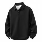Meeste polos&auml;rgiga dressipluus - Vabaaja pikkade varrukatega pullover M must