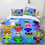 Muusikam&auml;ng Sprunki 3D Prinditud Multikas Voodipesukomplekt Pehme Tekikate Padjap&uuml;&uuml;r Tekikott Komplekt Voodipesu Lastele T&auml;iskasvanutele Kingitus 90x200cm