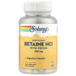 Solaray Betaiin HCl koos pepsiiniga 650mg Taimsed kapslid, 100 tk 100 pcs - 1 ea
