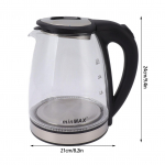 Elektriline veekeetja 2L 2000W elektriline teekann kuumaveeboiler klaasist kohvikann roostevabast terasest 220V veekeetjaga 220V valge