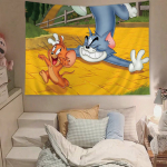 Armas Tom ja Jerry Seinavaip Seinale Riputatav Vaip Art Deco Tekk Kardin Kodus Magamistoas Elutoas Dekoor 150x100cm(60x40in)