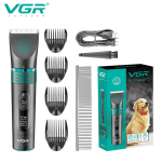 VGR V-209 Professionaalne koerak&auml;&auml;ride IPX7 Veekindel Elektriline lemmiklooma karvade trimmer Kodumaine metallist lemmiklooma karvade trimmer LED digitaalne kassi ja koera karvade trimmmer must