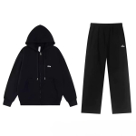 BeatStreet Uus meeste spordir&otilde;ivaste komplekt, Moodne v&auml;li-lukuga soe meeste vabaaja dressipluus + p&uuml;ksid 2-osaline komplekt S black