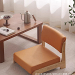 Jaapani Tatami tool ilma jalgadeta seljatoega - T&auml;ispuidust Washitsu teetool Brown Tech Fabric Surface - Natural Wood Base