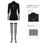 FNAF Cosplay Nuku Klouni Kost&uuml;&uuml;m Triibuline Kleit Retuusid Halloweeni Karnevali Esitusriiete Komplekt &Otilde;udus Anime M&auml;ngu Rollim&auml;ng S