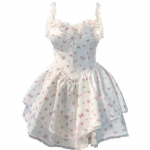 Pitsine Magus Kawaii Kleit Naistele Vintage Varrukateta Elegantne Armas Minikleit Naiste Tr&uuml;kitud Korea Mood Rihmadega Kleit 2026 Suve Uus M beež